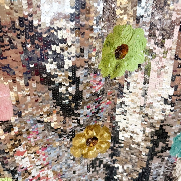 Lovers & Friends Mia Embellished Mini Dress in Silver Sequin Floral size medium - Picture 9 of 14